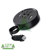 مبدل برق خودرو خروجی AC و 2 پورت USB و Type-C