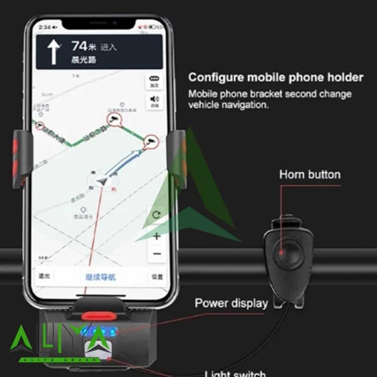 چراغ دوچرخه هولدر موبایل تایپ سی مدل POWER 319B