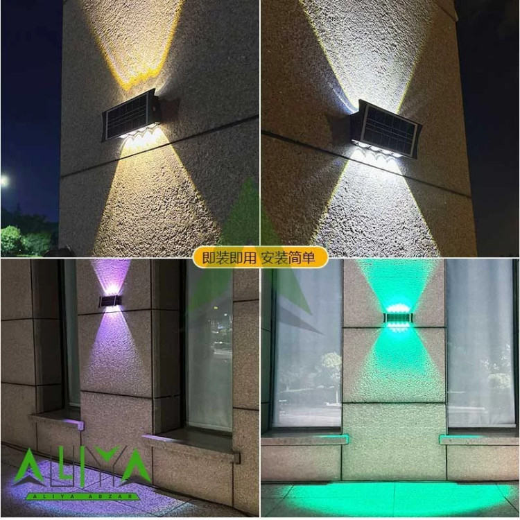 چراغ دیواری خورشیدی 12 LED رنگ سفید زرد
