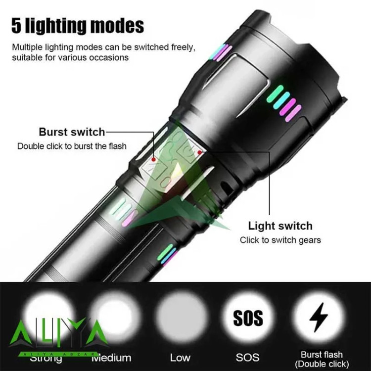 چراغقوه دستی 5000 لومن مدل RL-G02-A- 50W