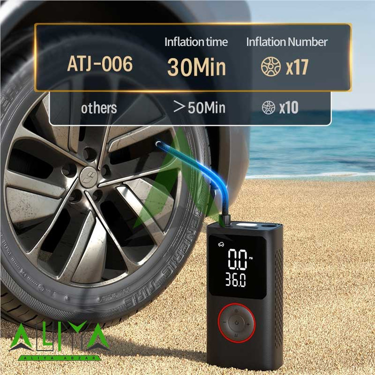 پمپ باد شارژی قابل حمل خودرو 80 وات مدل ATJ-005
